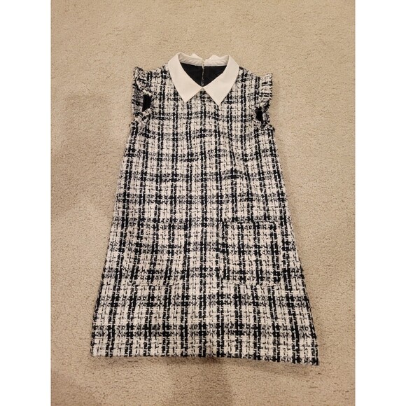 Forever 21 Girls Black white Tweed Sleeveless Wool Blend Dress Metallic size 5/6 - Picture 1 of 6